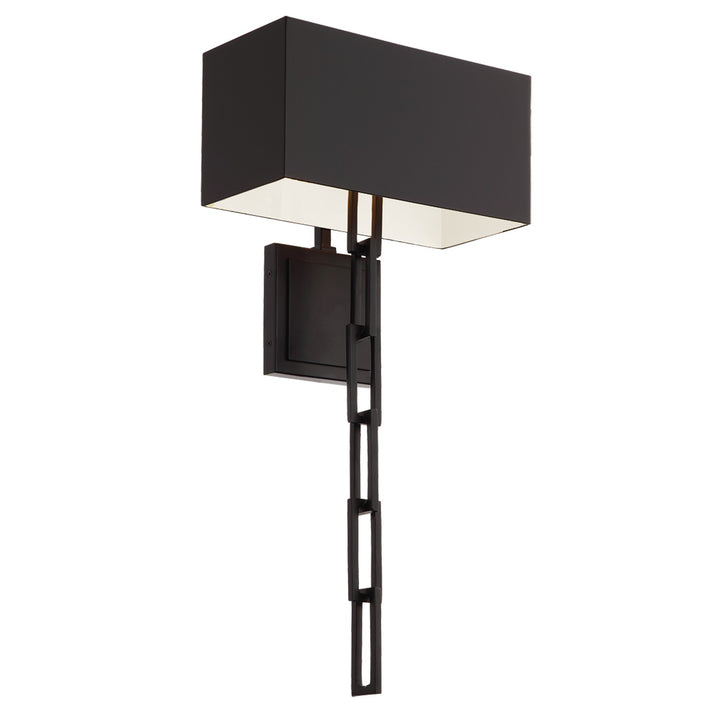 Crystorama Brian Patrick Flynn Alston 2 Light Matte Black + White Sconce