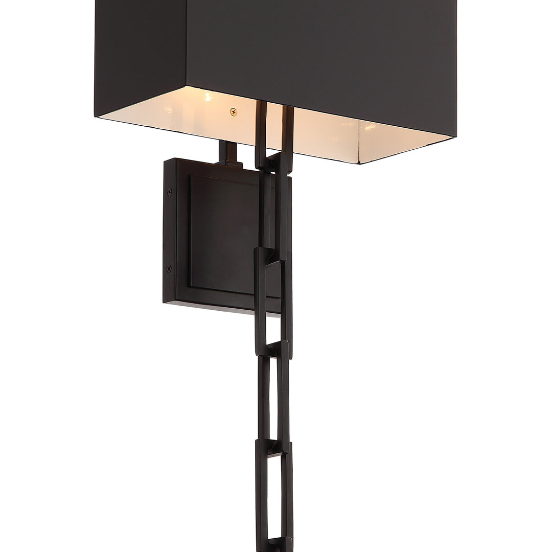 Crystorama Brian Patrick Flynn Alston 2 Light Matte Black + White Sconce