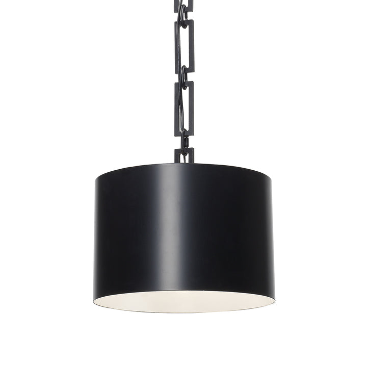 Crystorama Brian Patrick Flynn Alston 1 Light Matte Black + White Mini Pendant