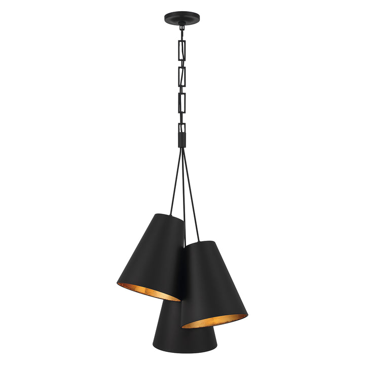 Crystorama Brian Patrick Flynn Alston 3 Light Matte Black + Antique Gold Pendant