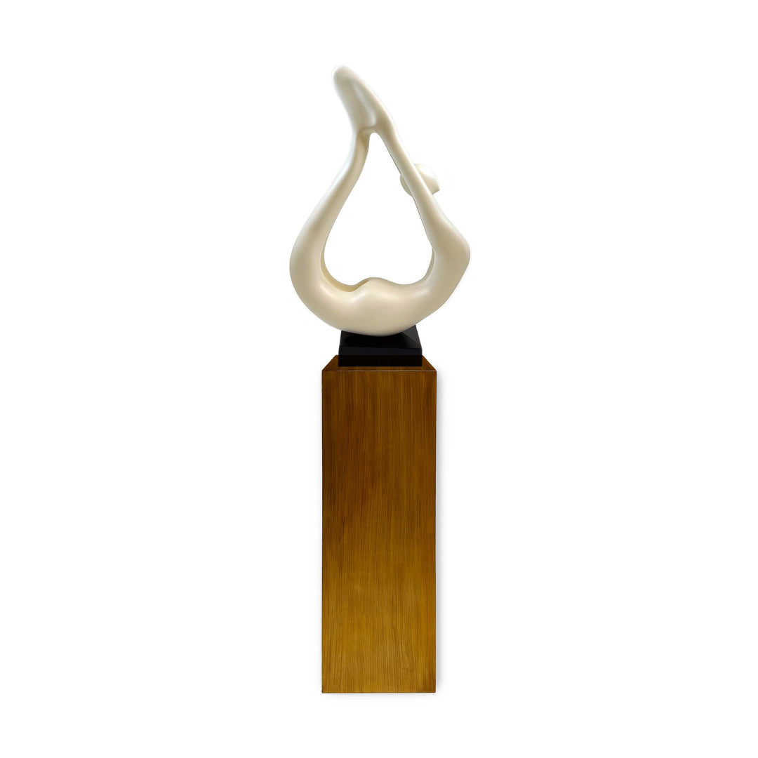 Yoga White Sculpture - Wood Base