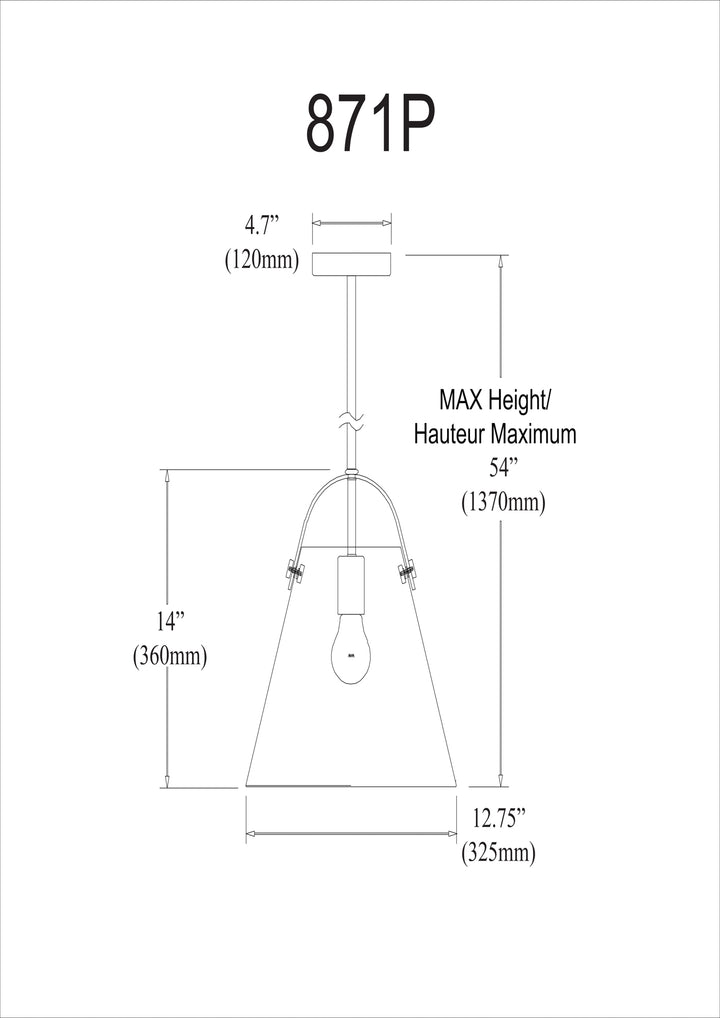 Dainolite 1 Light Incandescent Pendant Aged Brass Finish with Clear Glass