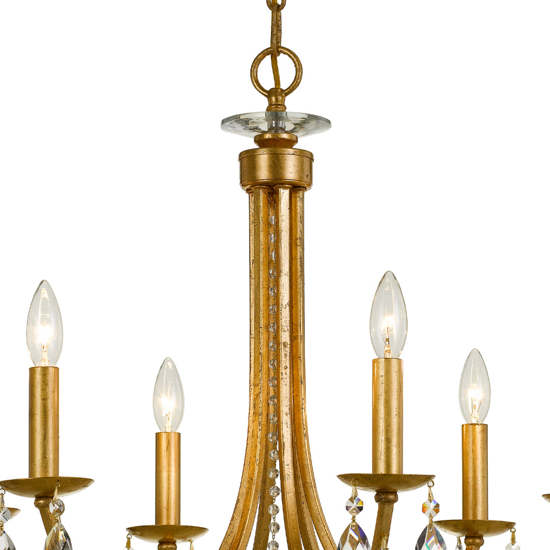 Crystorama Bridgehampton 6 Light Hand Cut Crystal Antique Gold Chandelier