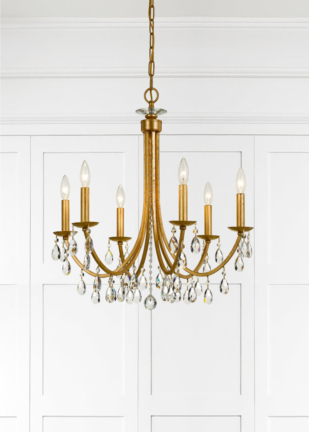 Crystorama Bridgehampton 6 Light Hand Cut Crystal Antique Gold Chandelier