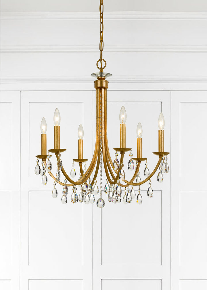 Crystorama Bridgehampton 6 Light Hand Cut Crystal Antique Gold Chandelier