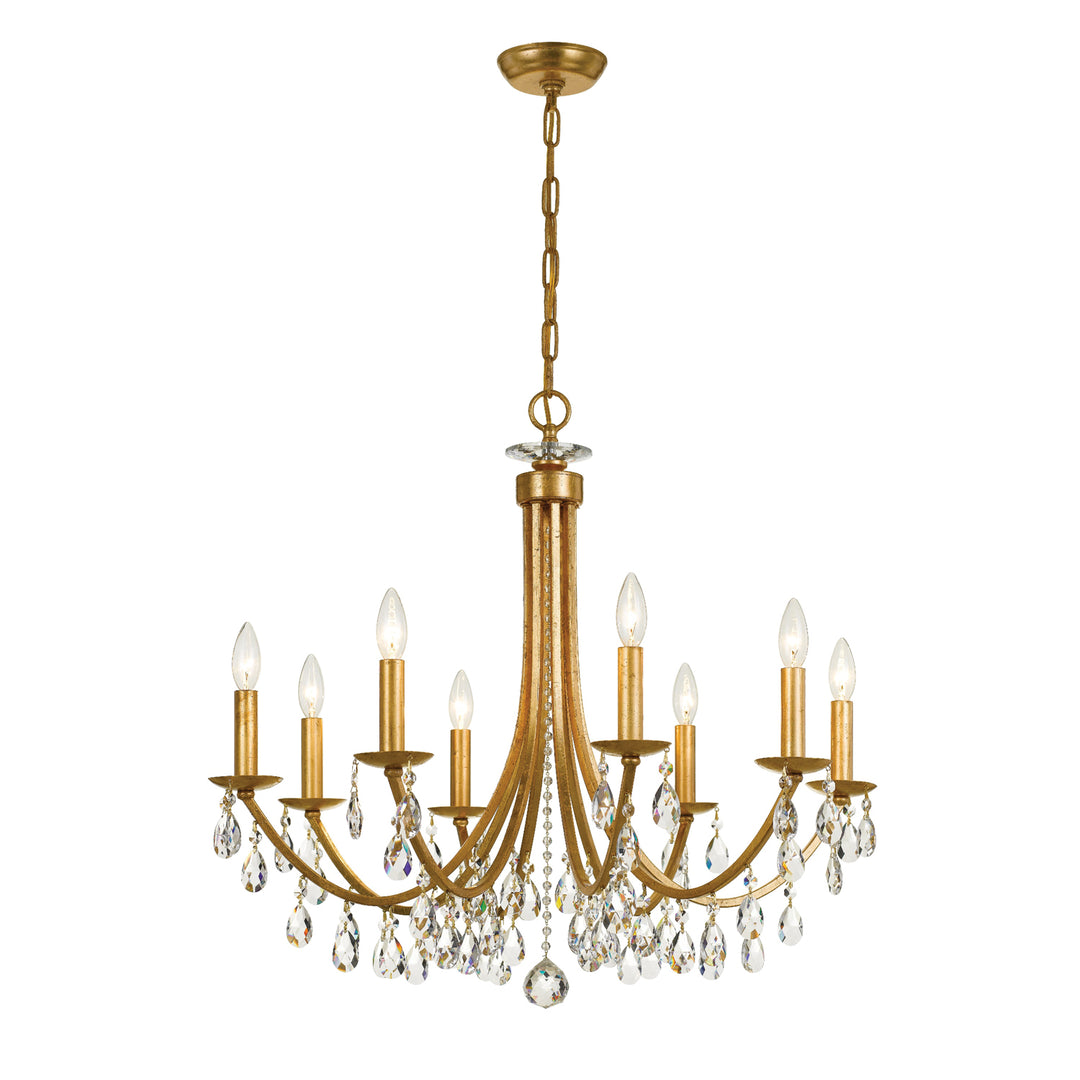 Bridgehampton 8 Light Swarovski Strass Crystal Antique Gold Chandelier