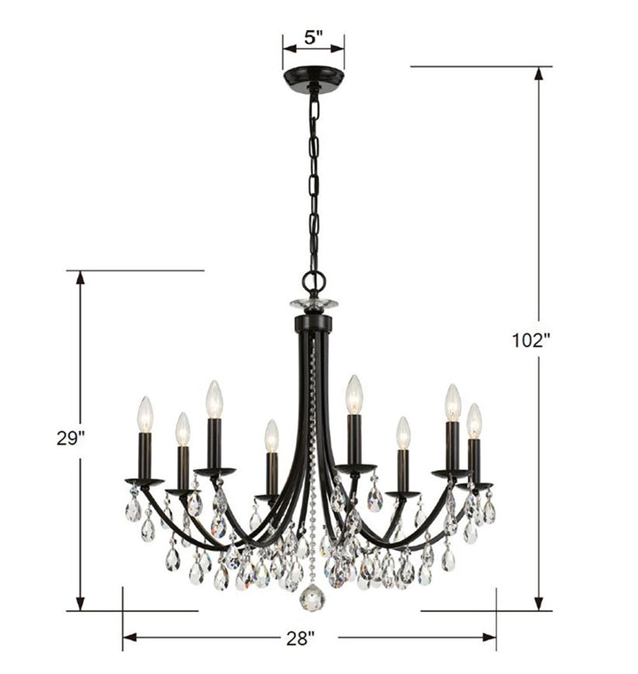 Crystorama Bridgehampton 8 Light Swarovski Strass Crystal Antique Gold Chandelier