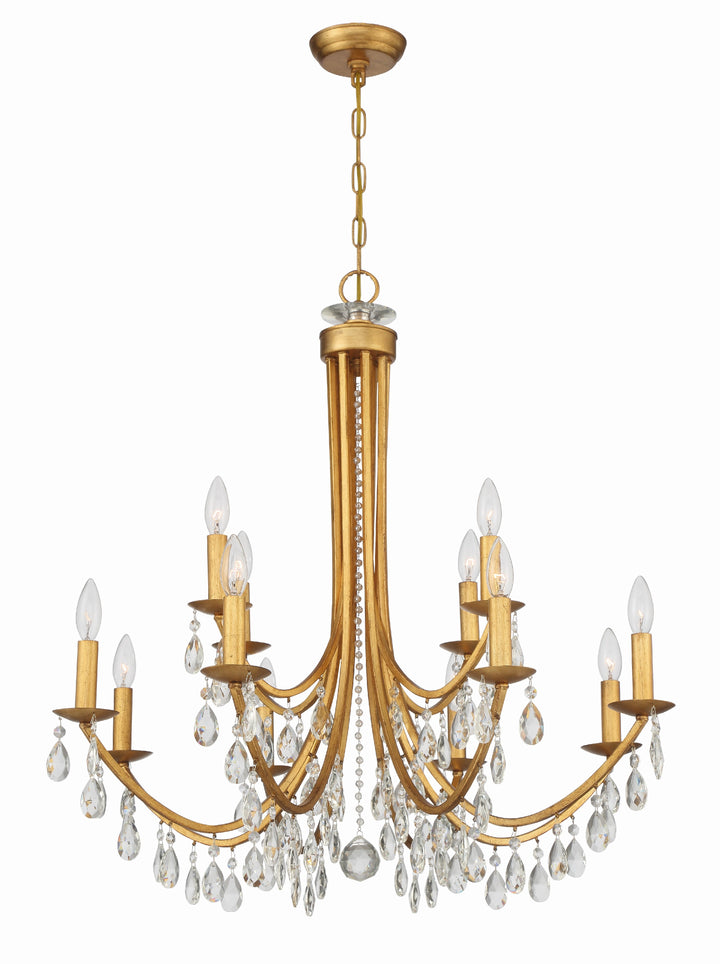 Crystorama Bridgehampton 12 Light Swarovski Strass Crystal Antique Gold Chandelier