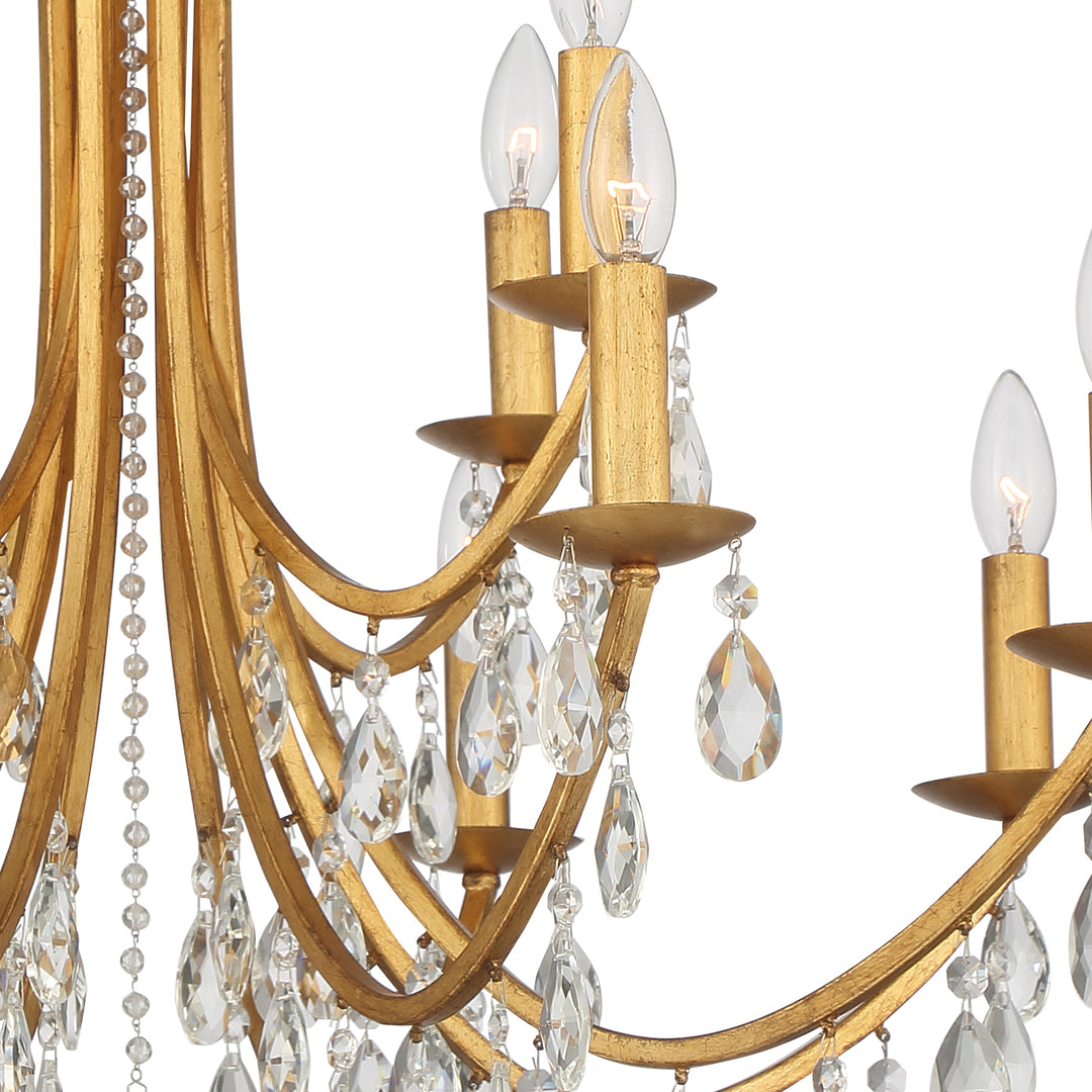 Crystorama Bridgehampton 12 Light Swarovski Strass Crystal Antique Gold Chandelier