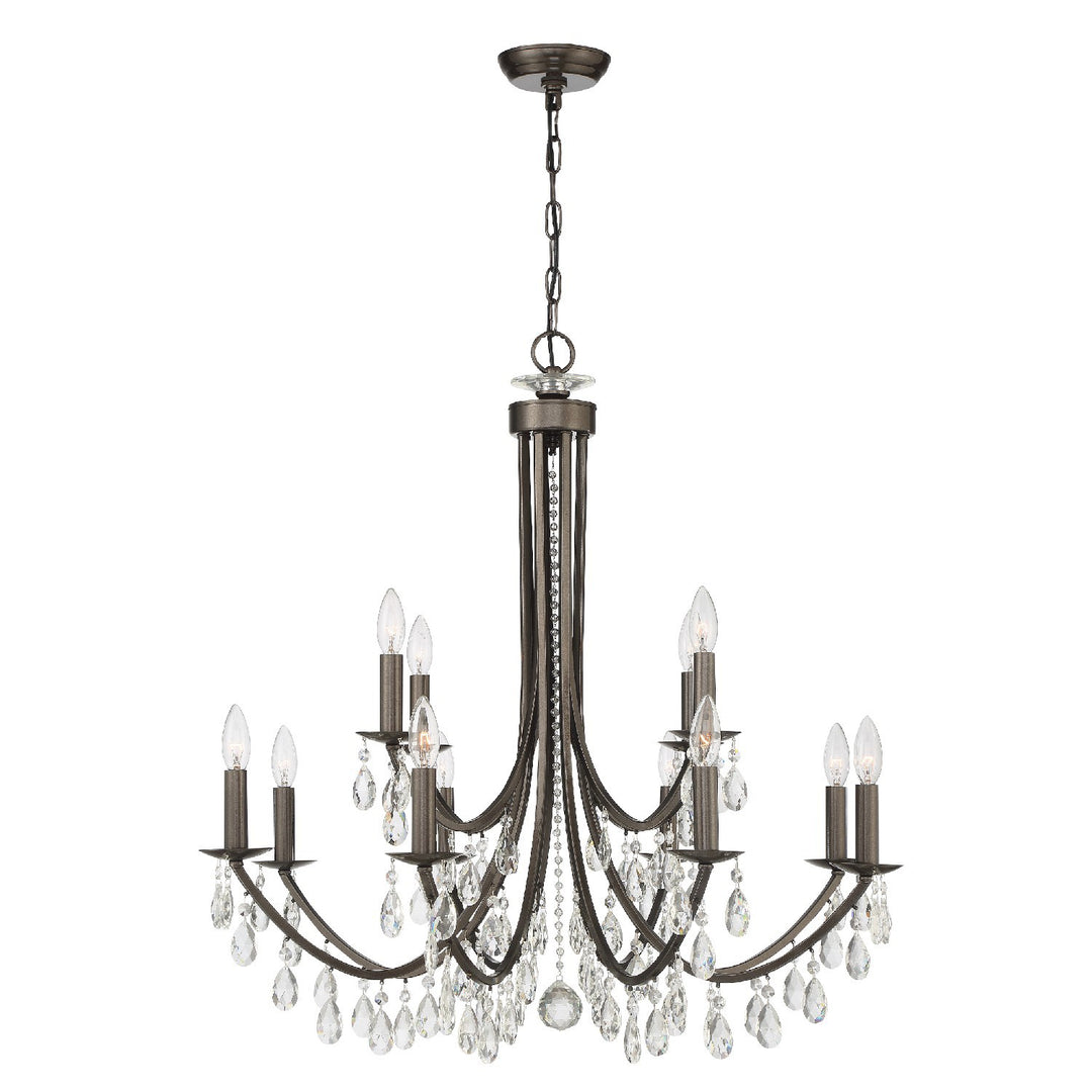 Bridgehampton 12 Light Swarovski Strass Crystal Antique Gold Chandelier