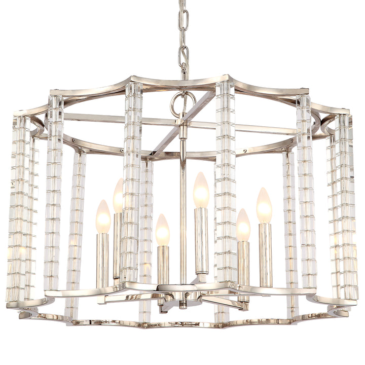 Crystorama Carson 6 Light Polished Nickel Chandelier