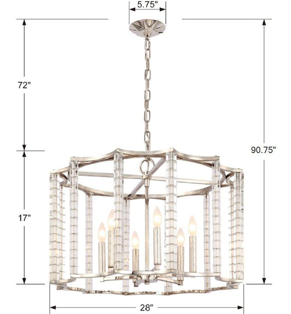 Crystorama Carson 6 Light Polished Nickel Chandelier