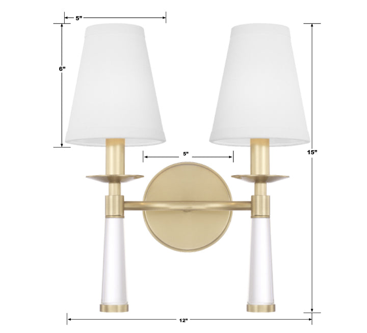 Crystorama Baxter 2 Light Aged Brass Sconce