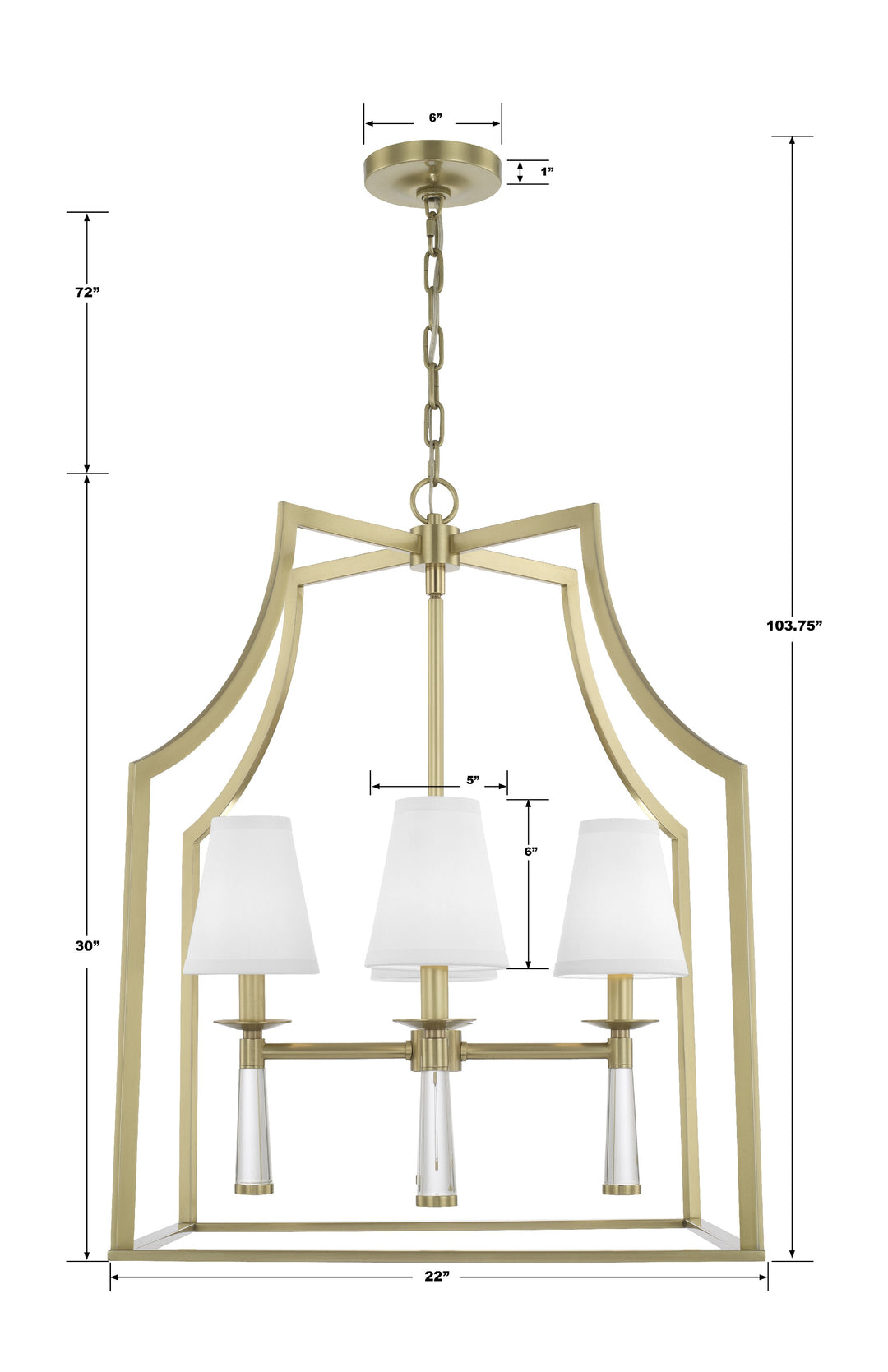 Crystorama Baxter 4 Light Aged Brass Chandelier