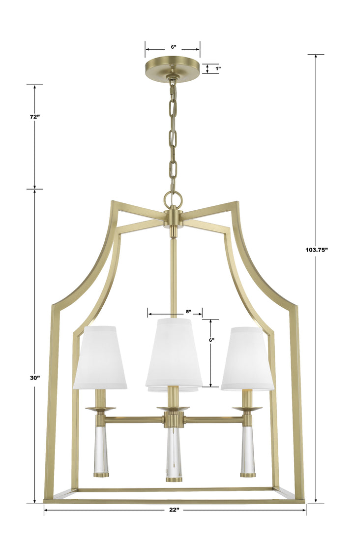 Crystorama Baxter 4 Light Aged Brass Chandelier