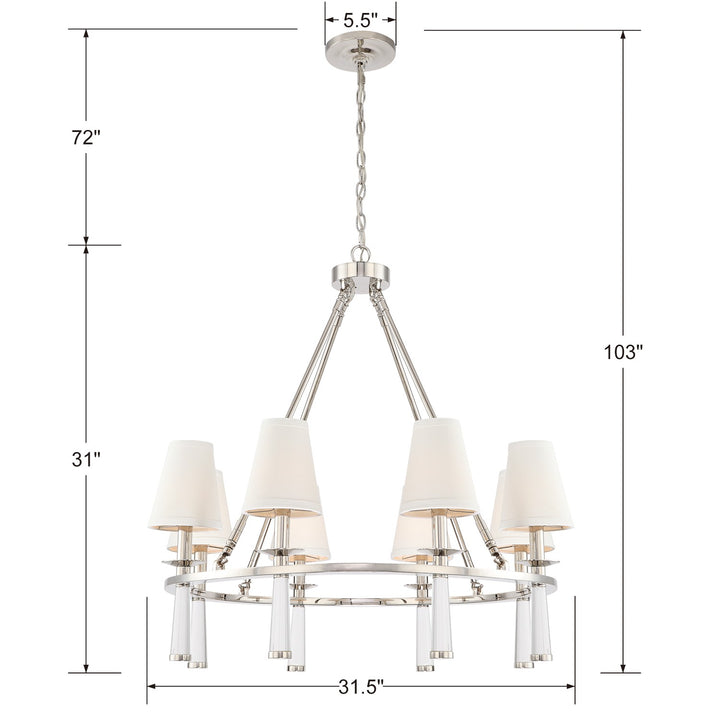 Crystorama Baxter 8 Light Antique Aged Brass Chandelier