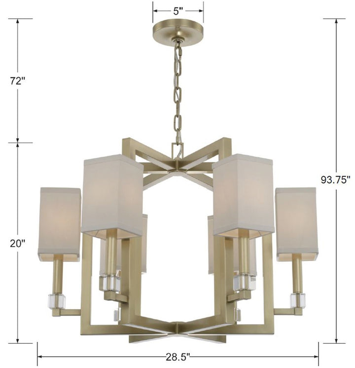 Crystorama Dixon 6 Light Aged Brass Chandelier