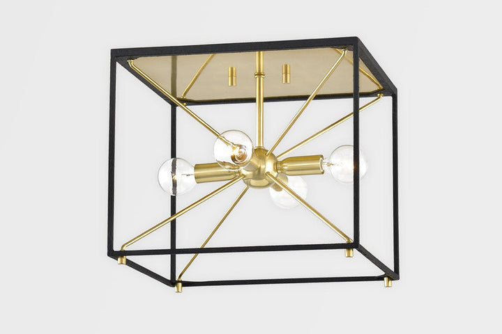 Glendale 4 Light Chandelier - Aged Brass/Black