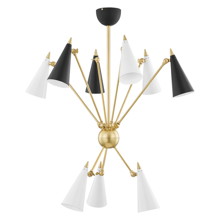 Moxie Chandelier - Aged Brass/Black White