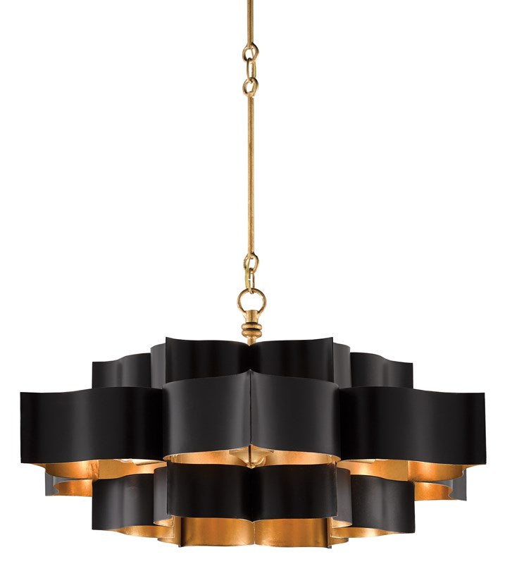 Grand Lotus Black Large Chandelier