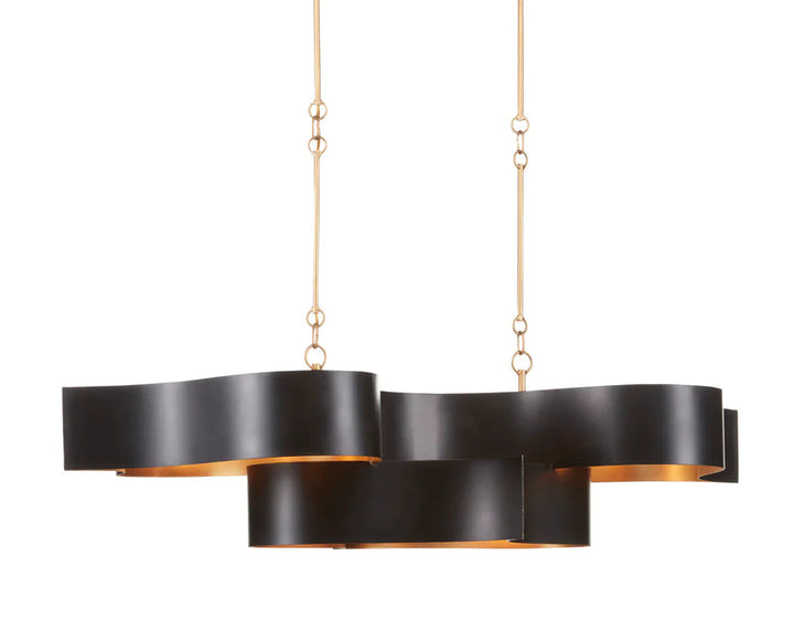 Grand Lotus Black Oval Chandelier