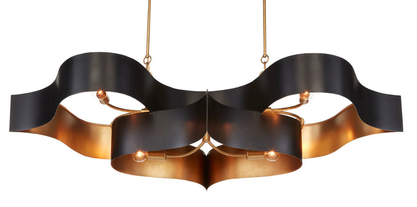 Grand Lotus Black Oval Chandelier