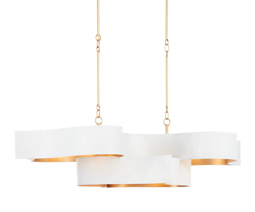 Grand Lotus White Oval Chandelier