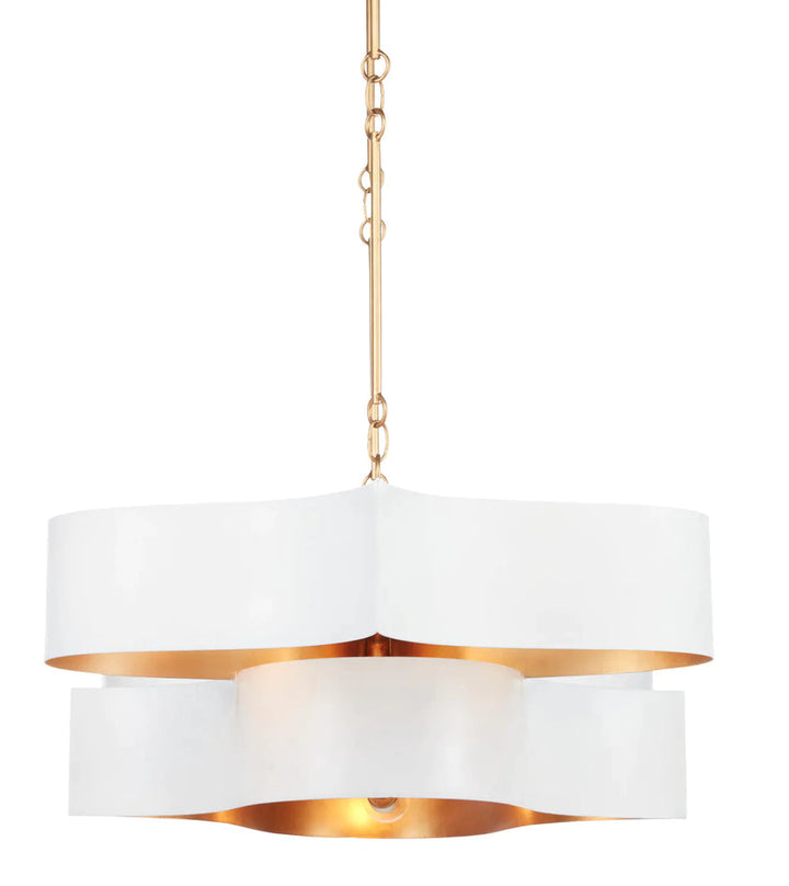 Grand Lotus White Oval Chandelier