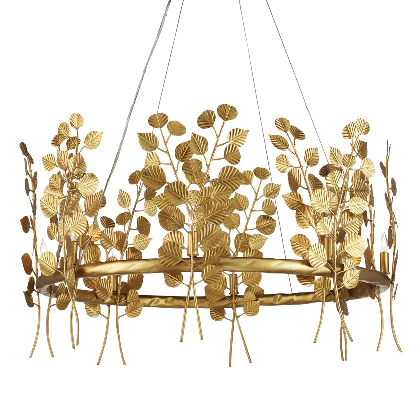 Golden Eucalyptus Round Chandelier