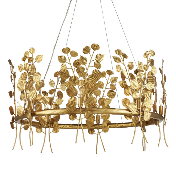 Golden Eucalyptus Round Chandelier