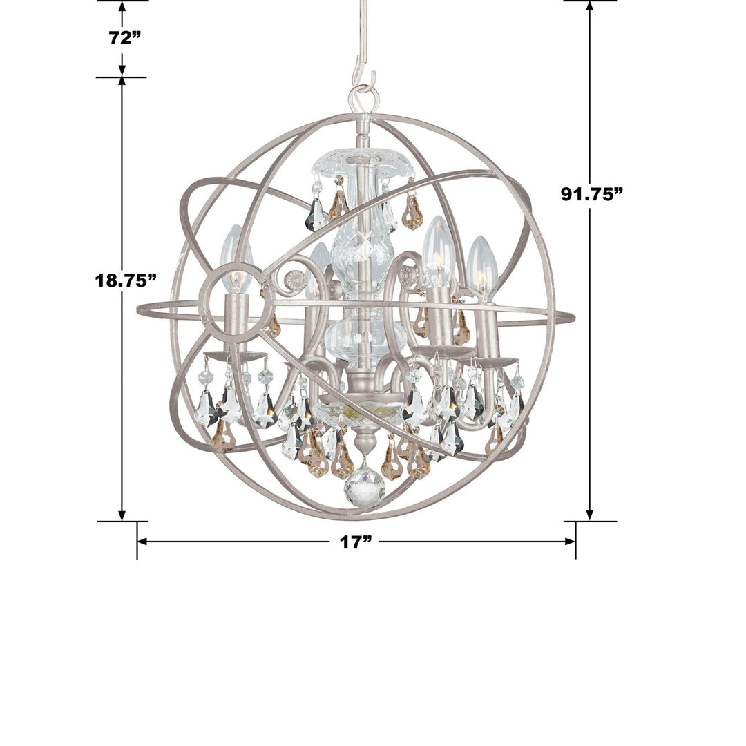 Crystorama Solaris 4 Light Olde Silver Mini Chandelier