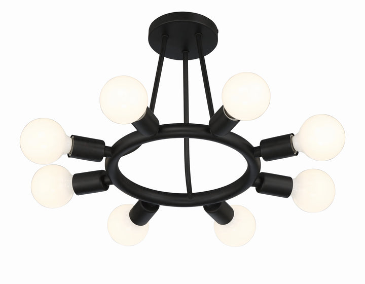 Crystorama Dakota 8 Light Black Semi Flush Mount