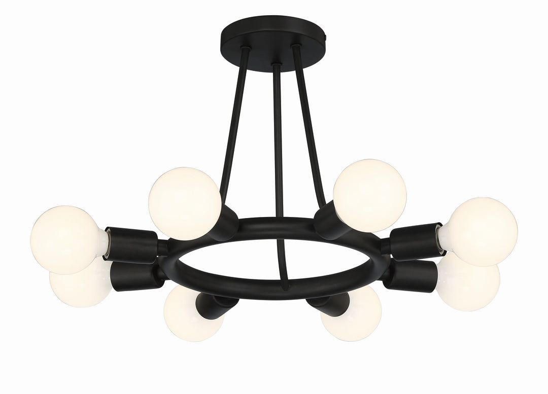 Crystorama Dakota 8 Light Black Semi Flush Mount