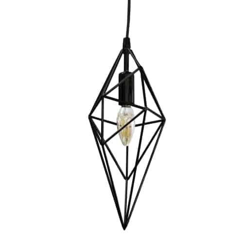 Dainolite 1 Light Incandescent Pendant, Black Finish