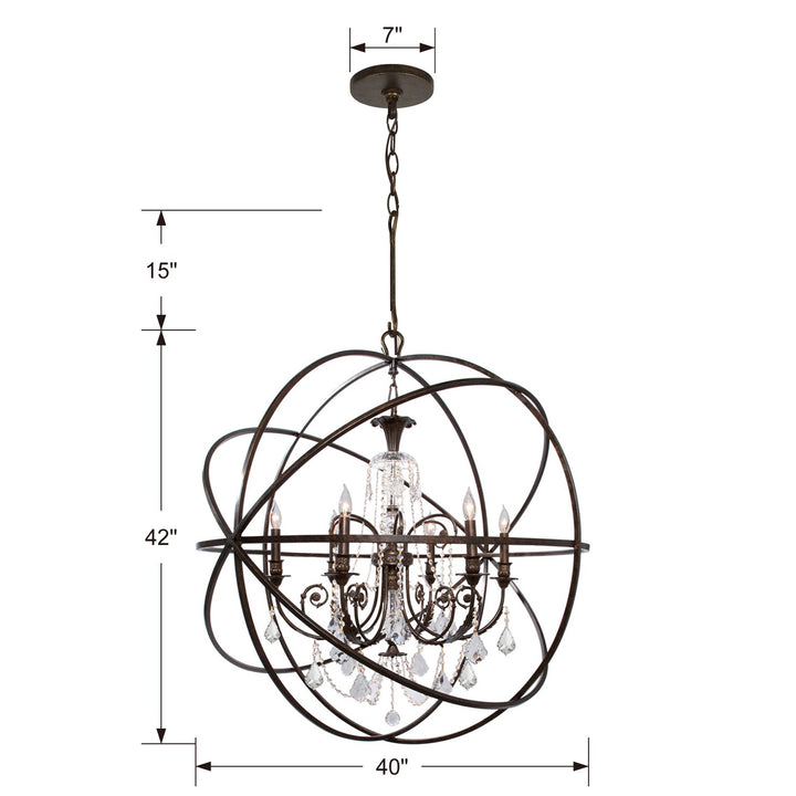 Crystorama Solaris 6 Light English Bronze Chandelier