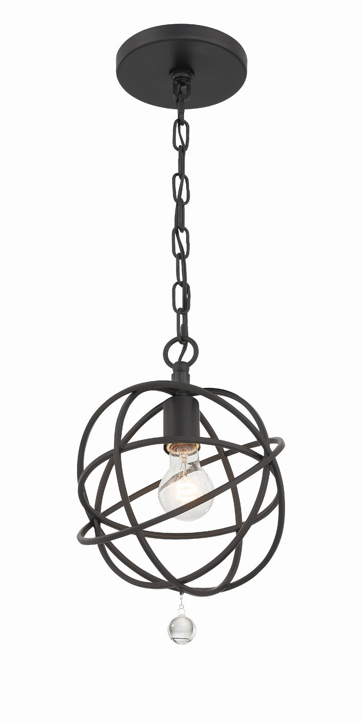 Crystorama Solaris 1 Light Black Mini Pendant