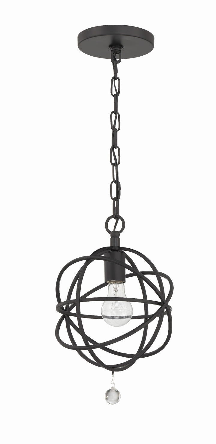 Crystorama Solaris 1 Light Black Mini Pendant