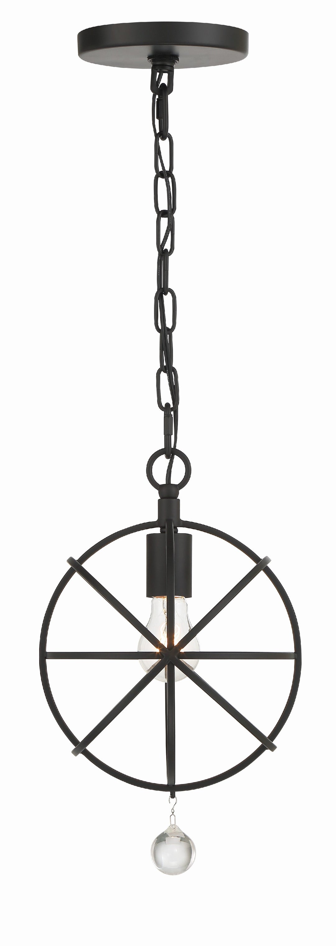 Crystorama Solaris 1 Light Black Mini Pendant