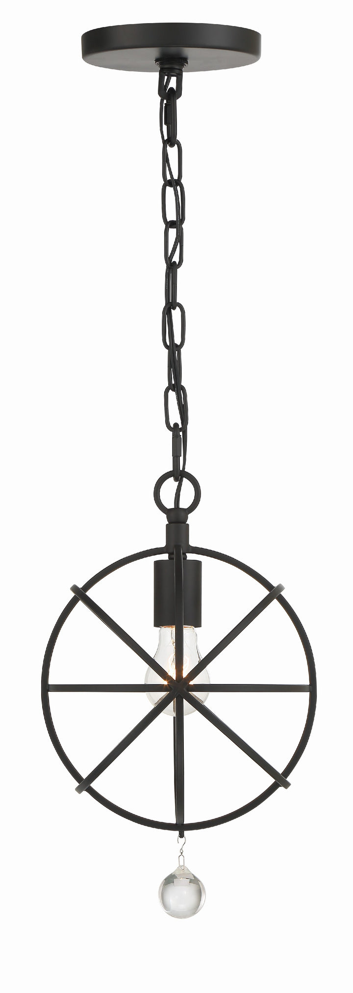 Crystorama Solaris 1 Light Black Mini Pendant