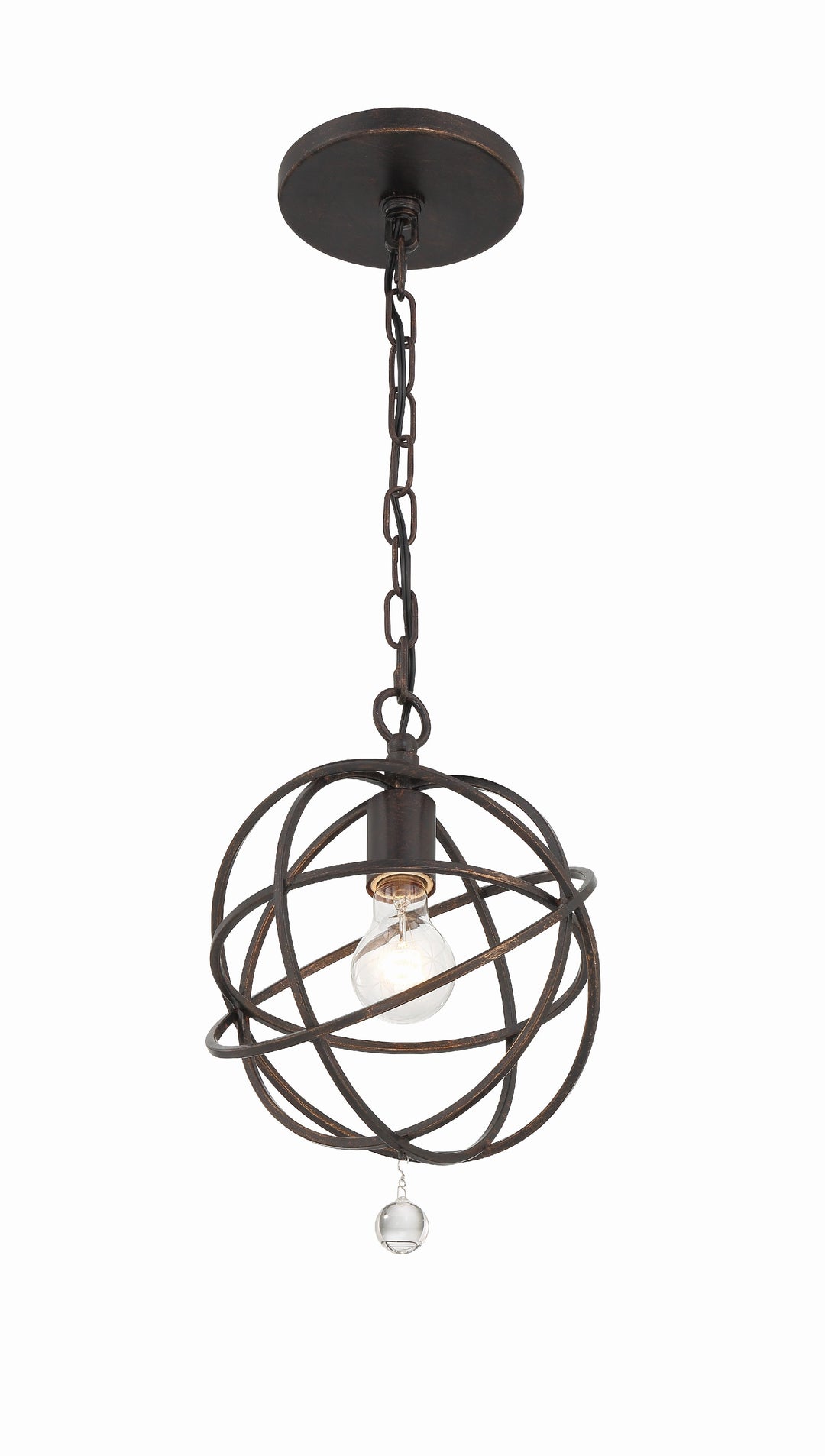 Crystorama Solaris 1 Light Black Mini Pendant