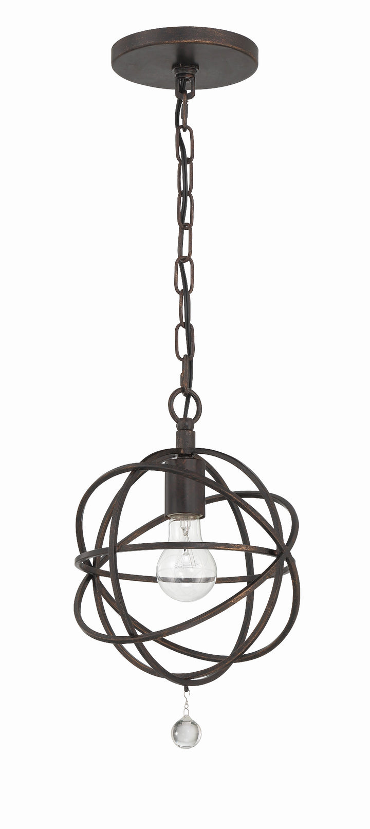 Crystorama Solaris 1 Light Black Mini Pendant