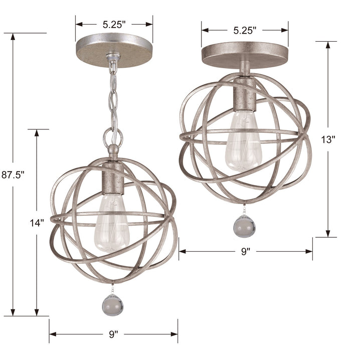 Crystorama Solaris 1 Light Black Mini Pendant