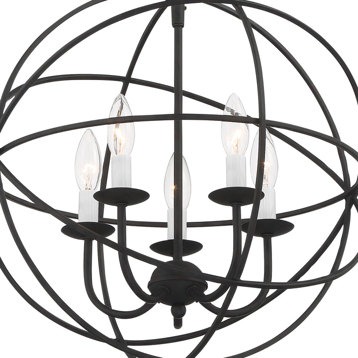 Crystorama Solaris 5 Light Black Mini Chandelier