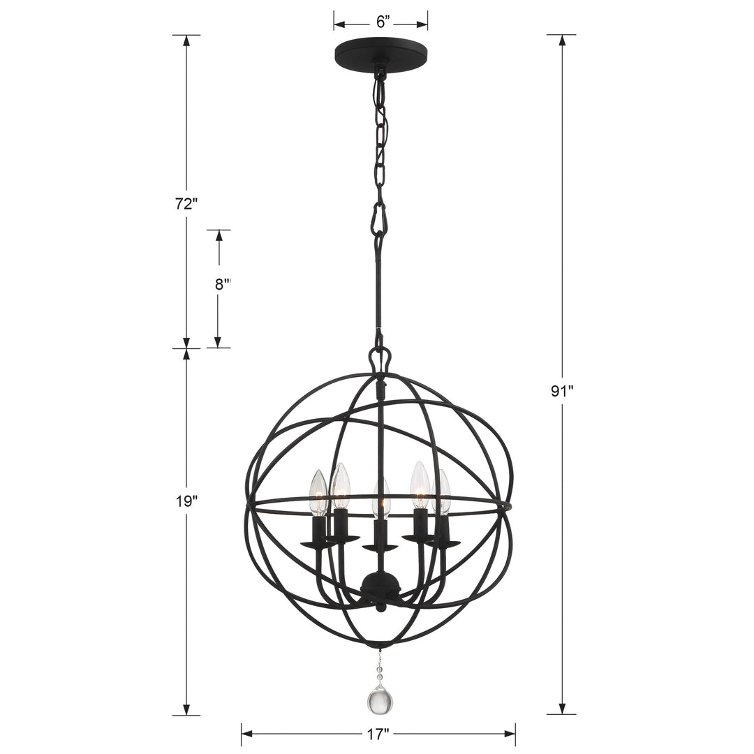 Crystorama Solaris 5 Light Black Mini Chandelier