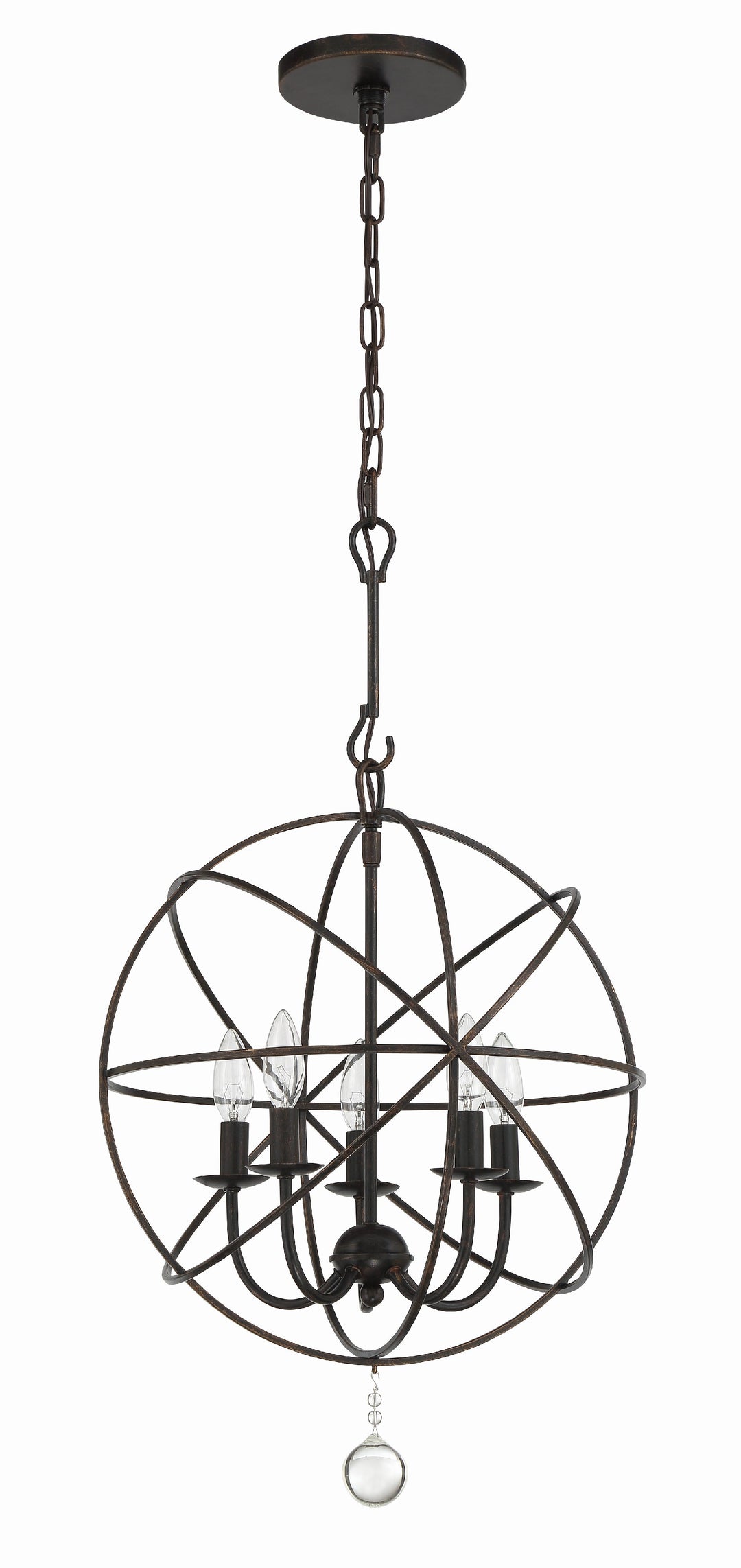 Crystorama Solaris 5 Light Black Mini Chandelier