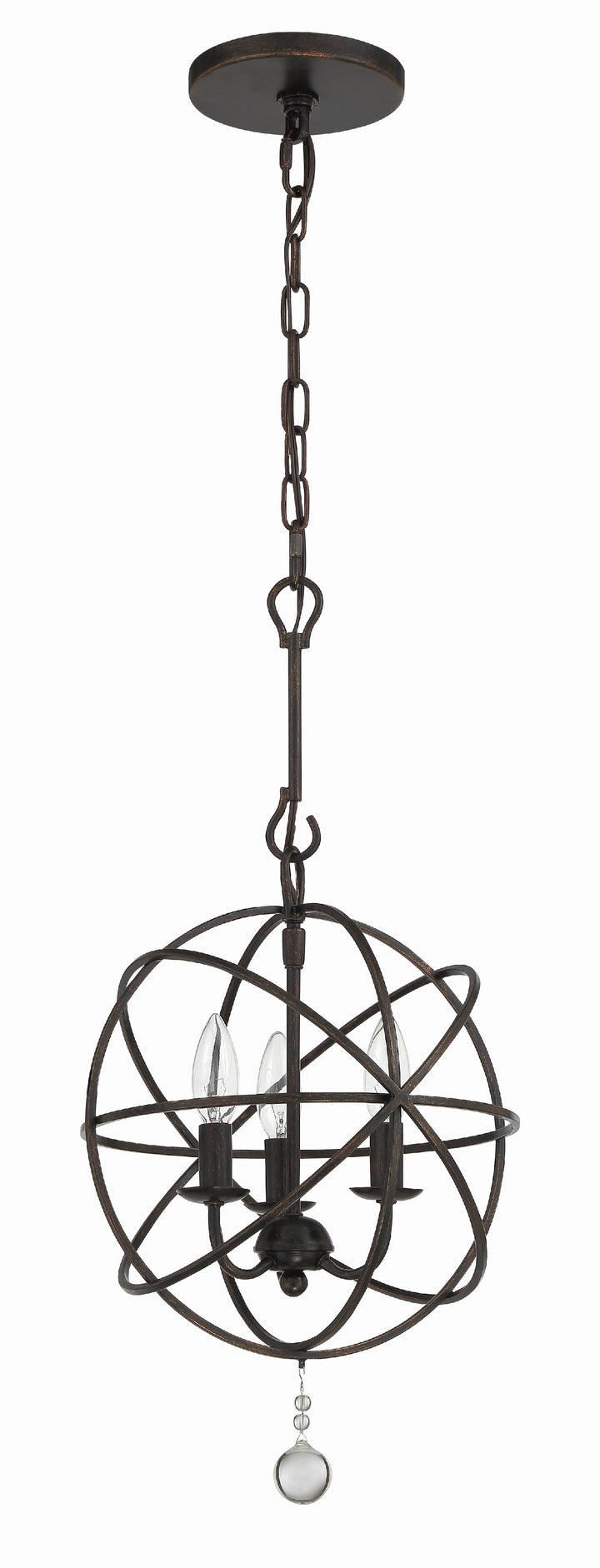 Crystorama Solaris 3 Light Black Mini Chandelier