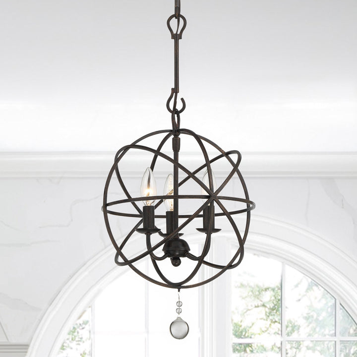 Crystorama Solaris 3 Light Black Mini Chandelier