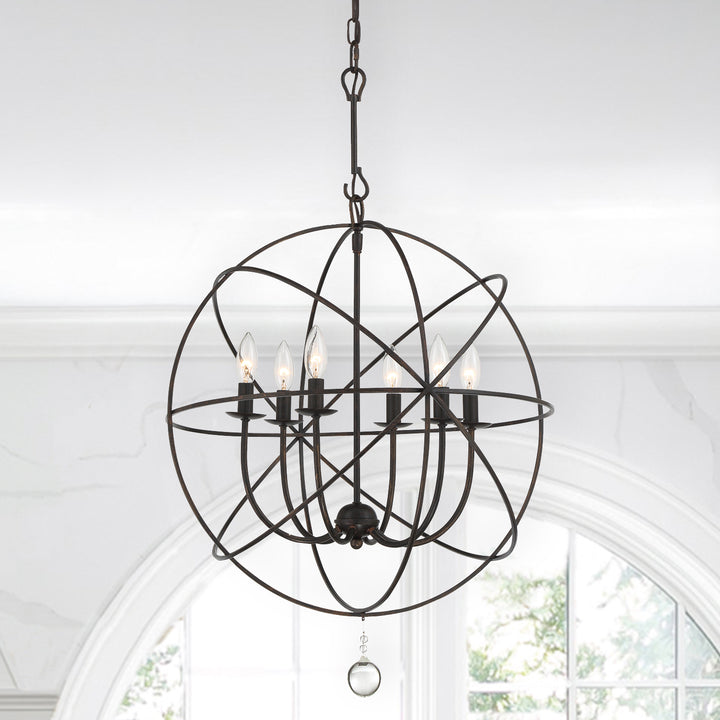 Crystorama Solaris 6 Light Black Chandelier