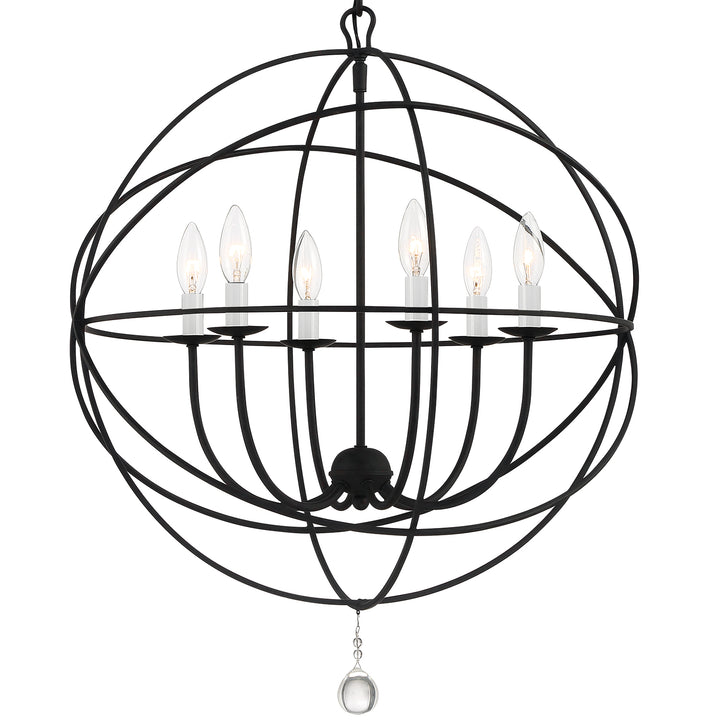 Crystorama Solaris 6 Light Black Sphere Chandelier