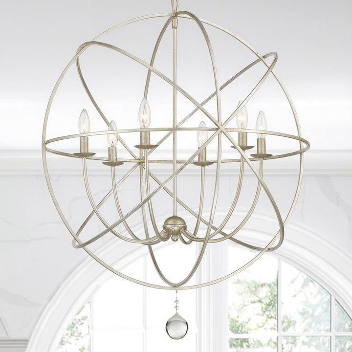 Crystorama Solaris 6 Light Black Sphere Chandelier